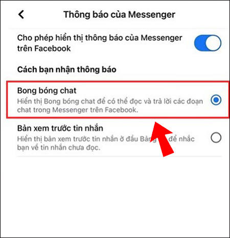 cách bật bong bóng chat messenger trên iphone