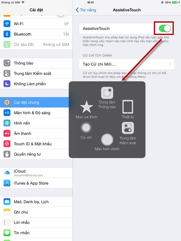 cách bật nút home trên iphone