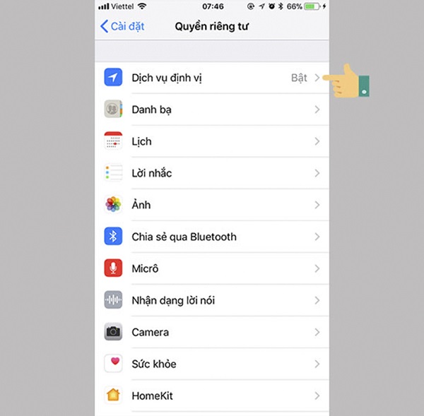 cách cài định vị cho iphone