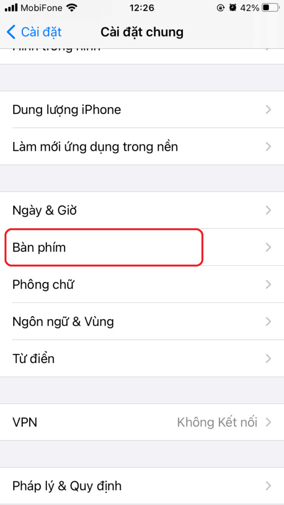 chỉnh bàn phím iphone
