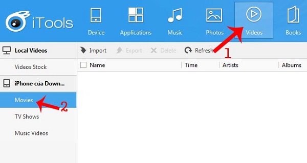 copy video vào iphone bằng itools