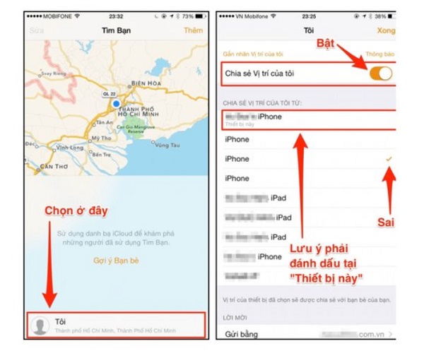 định vị điện thoại iphone