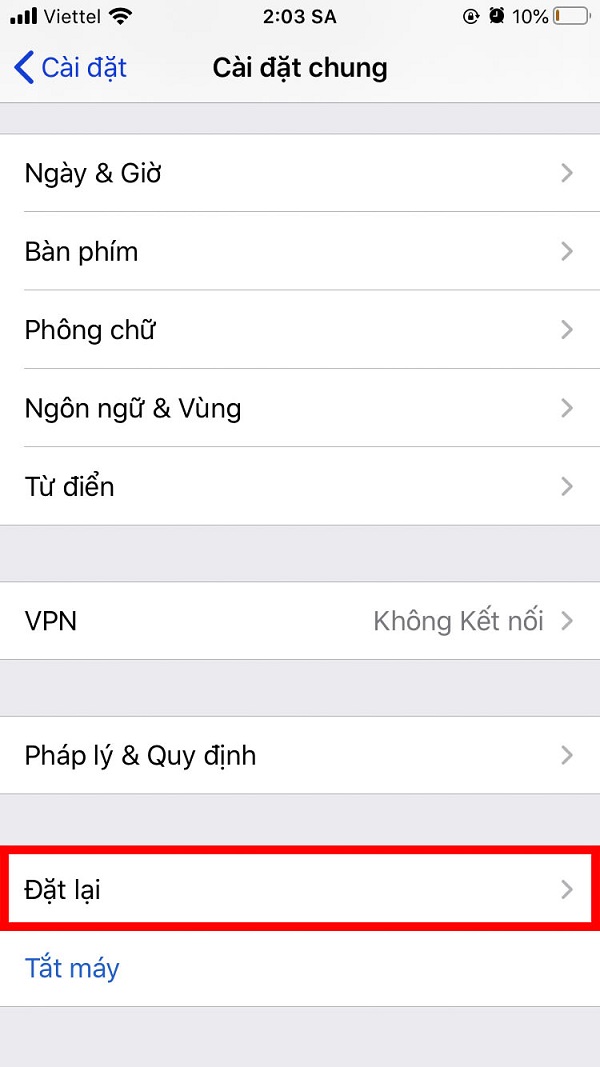 khôi phục cài đặt gốc