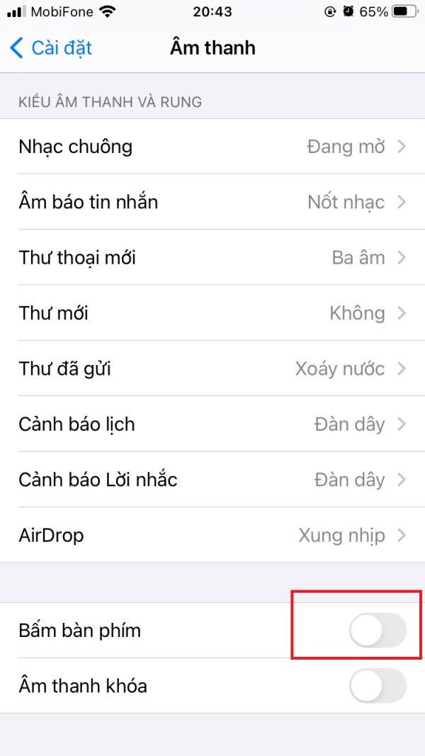 tăng âm lượng bàn phím iphone