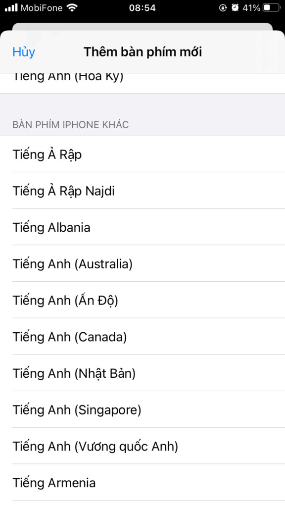 thay đổi bàn phím iphone