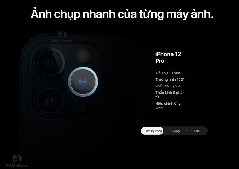 camere góc siêu rộng ip12 pro cũ