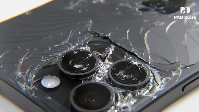 Bề mặt kính camera iPhone 15 Pro Max bị nứt, vỡ, hoặc trầy xước sâu