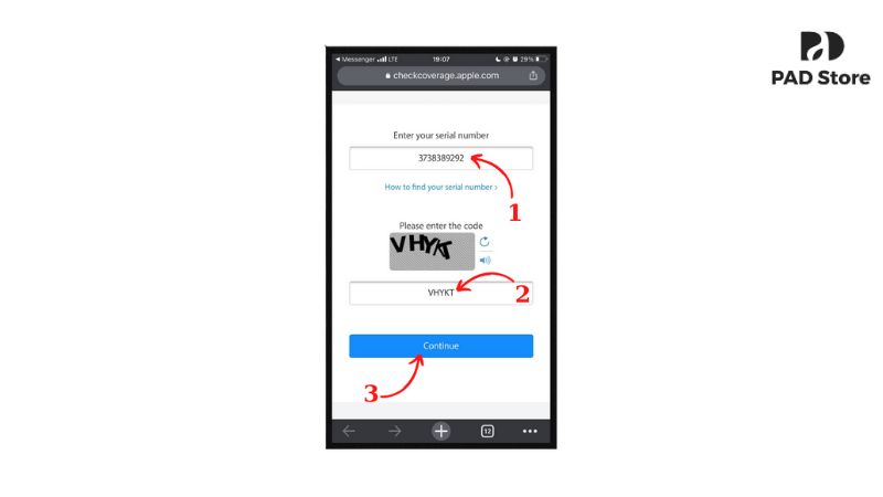 Truy cập website checkcoverage.apple.com