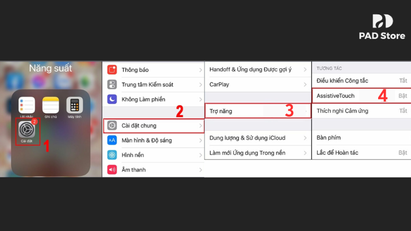 Cách bật nút Home ảo trên iPhone từ iOS 12 trở về trước