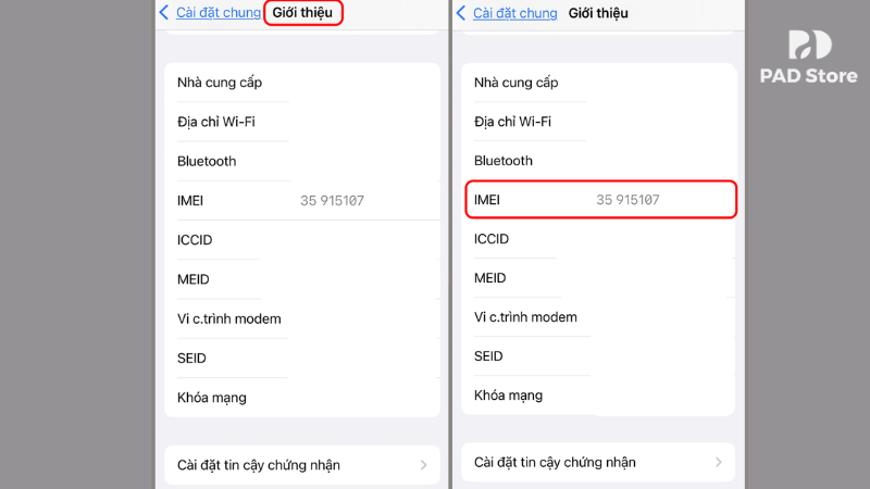 Vào mục Cài đặt, sau đó chọn Cài đặt chung và tìm đến phần Giới thiệu