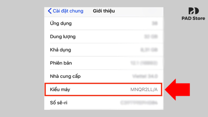 Các ký tự cuối cùng của số máy sẽ đại diện cho thị trường phân phối chính thức của sản phẩm