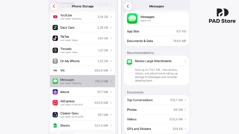 Cài đặt chế độ tự động xóa tin nhắn cũ sau 30 ngày hoặc một năm thay vì lưu trữ vĩnh viễn