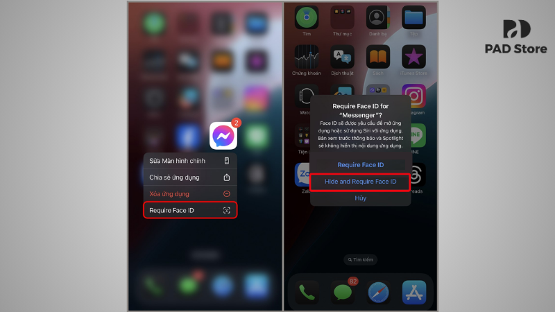 Nếu muốn giấu hoàn toàn, hãy chọn tiếp mục Ẩn và yêu cầu Face ID