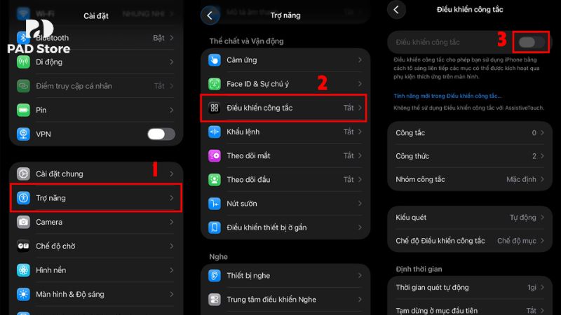 Cách tắt khung xanh trên màn hình iPhone bằng cách vô hiệu hóa Switch Control