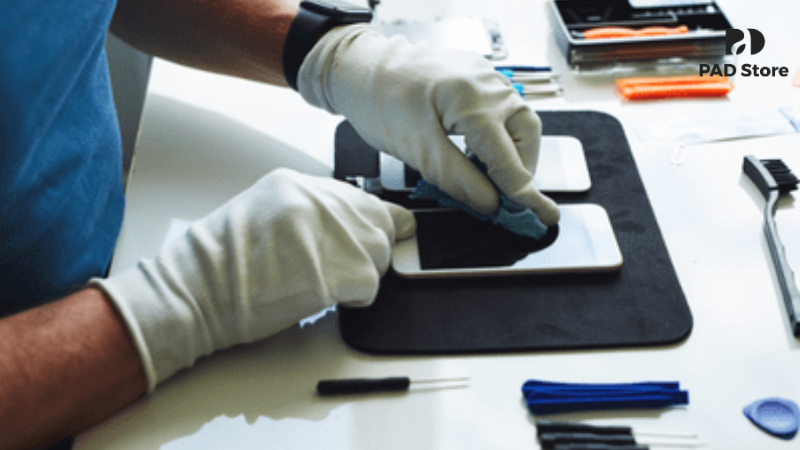 Sử dụng dung dịch làm sạch chuyên dụng để loại bỏ vết bẩn trên bề mặt màn hình